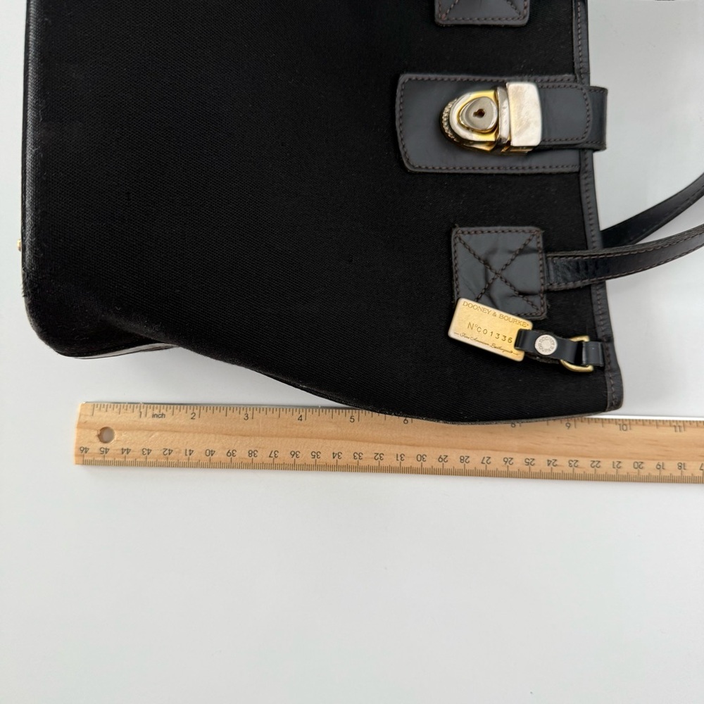 Dooney & Bourke Vintage Black Canvas Tote Bag with Gold Accents - Picture 8 of 13